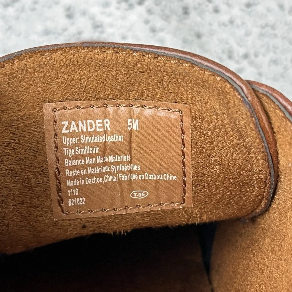 Deer Stags Zander‎ Boys 5M Brown Faux Leather Oxford Dress Shoes Memory Foam